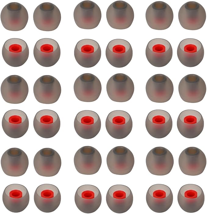 CYADCI 36 Pieces Large Earbud Tips Soft and Comfortable Ear Bud Replacement Pieces Silicone Fit Most in-Ear Headphones,Inner Hole 3.8mm -5.5mm,Black and Red Replacement Earbuds Silicone Tips