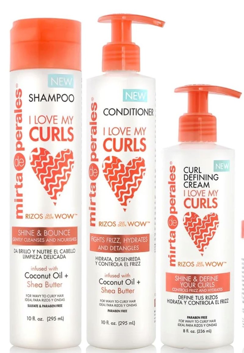 Mirta de Perales Curly, Wavy, Kinky-Coily Hair Moisturizing Set - Shampoo, Conditioner, Curl Defining Cream, and Hair Mask for Soft, Smooth Definition (Basic Set)