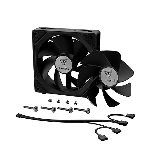 GAMDIAS ARGB Case Fan 120mm x1 & Reverse Blade x1, ARGB Motherboards Sync, Hassle-Free Cable Management with Cabless Daisy Chain Design, Quiet & 75CFM Airflow with 2400 RPM PWM RGB PC Fan, Aeolus P2