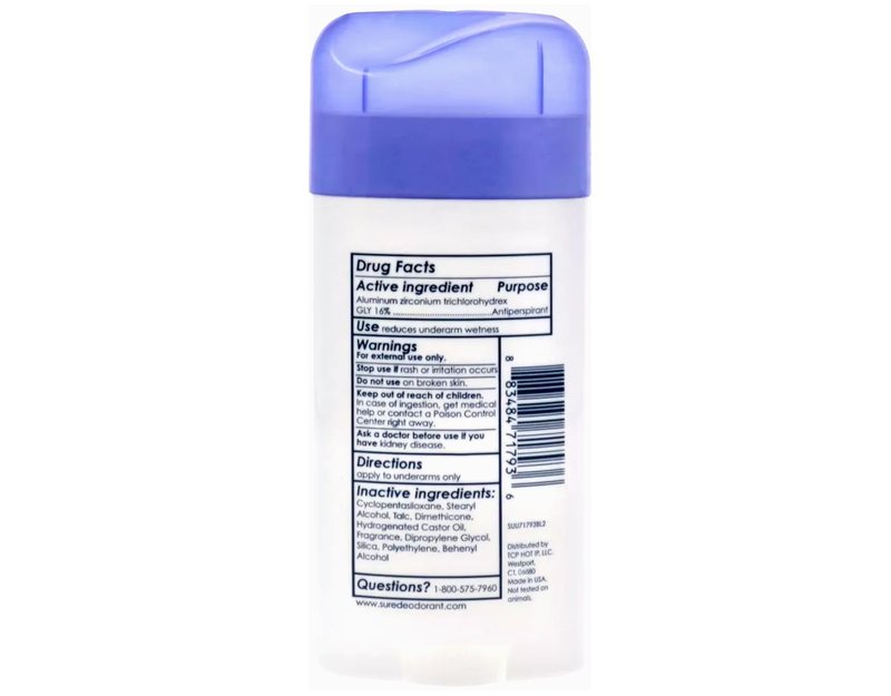 SURE, Antiperspirant Deodorant, Solid, Regular, 2.6 oz., (6 Pack)