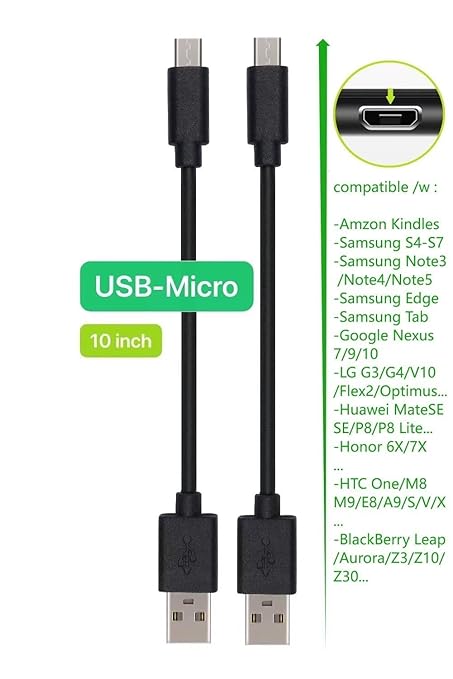 JuSoFU 10-Pack Multi Short USB Cables & TypeC-C Cables for Charging Stations Compatible/w iPhone17,16,15, iPhone14-5/ iPads/iPad mini/iPad Pros/Samsung Moblies & Tablets/Pixel & Nexus/HTC/Sony(Black)