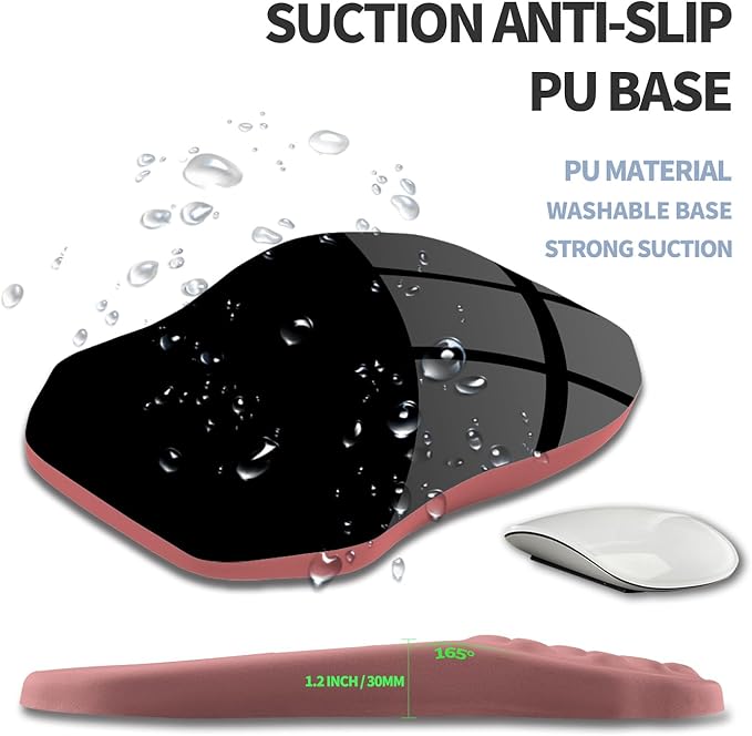 Gleamtide Ergonomic Raised Mouse Pad Wrist Support with Bilateral Slope Memory Foam Mousepad for Wrist Rest and Carpal Tunnel Pain Relief 11.8x7.9〃 Salmon Pink