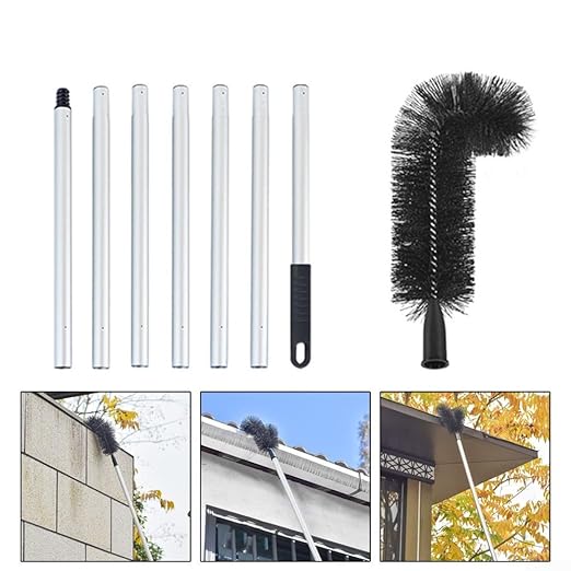 Efficient Roof Dust Removal Brush - Adjustable Gutter Cleaning Tool with Durable PET Bristles (2.28m)(2.28m)