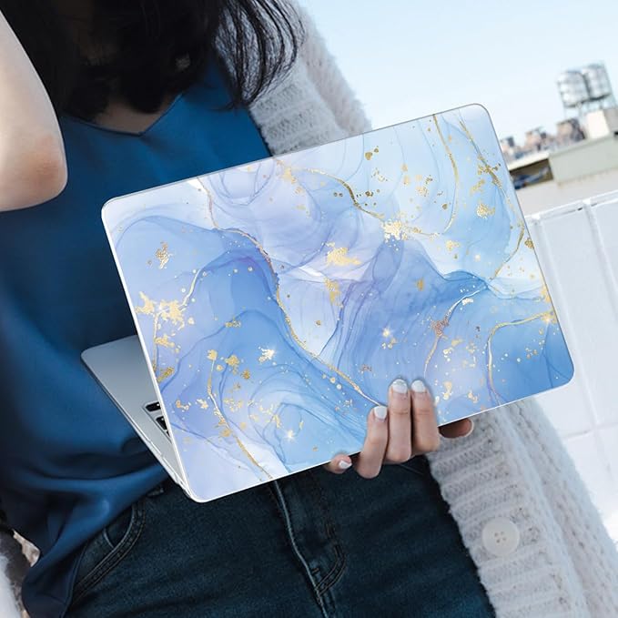 LCMOCICO Compatible with MacBook Air 13 inch Case 2021 2020 2019 2018 M1 A2337 A2179 A1932 with Retina Display & Touch ID, Pattern Plastic Hard Shell Case Keyboard Cover Screen Flim, Blue Marble