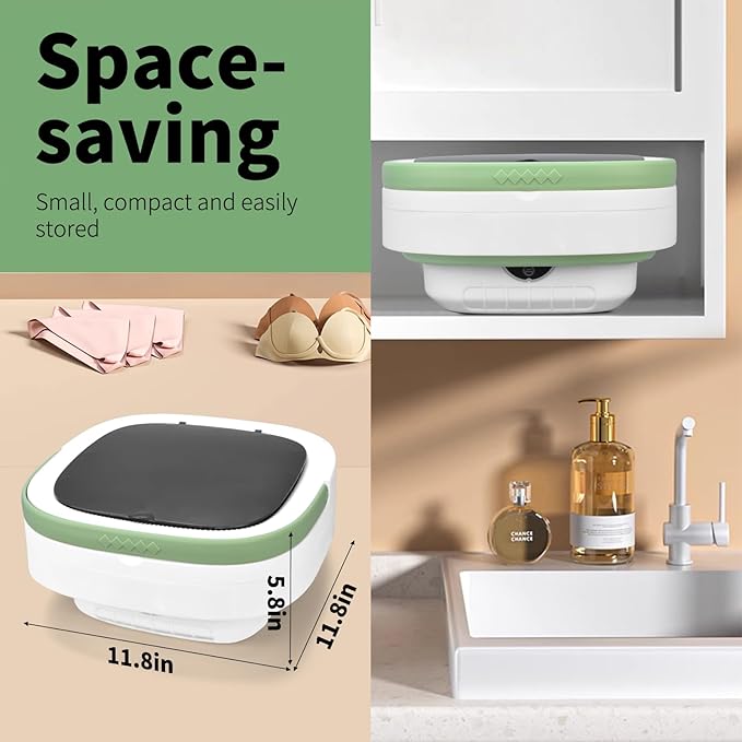 Portable Washing Machine, 16L Upgraded with Spin Basket Laundry Machine, 3 Cleaning Modes Suitable for Small Clothes, Foldable Design Ideal for Hotel, Campain, Apartment and Home