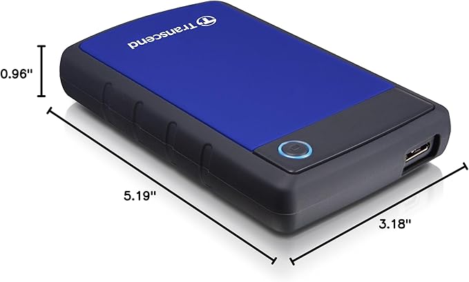 Transcend StoreJet 4TB External Hard Drive, for PS4/PC/Mac/Desktop/Laptop/Xbox, USB3.1(5Gbps)Type-A Portable HDD, One Touch Auto-Backup/Shock Resistant/Three-stage shock protection system(TS4TSJ25H3B)