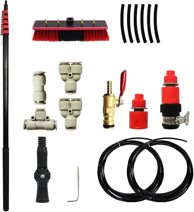 6m Solar Panel Cleaning Brush and Pole,Photovoltaic Panel CleaningTrucks Windows Water Fed Extendable Brush Roof Cleaning Tools Conservatory roof Cleaner,30cm-10.8m