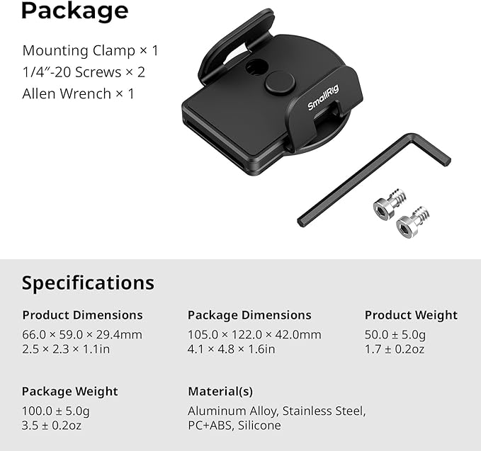 SMALLRIG Phone Mount Bracket SSD Holder for MagSafe, for Samsung T5 T7 SSD, for SanDisk SSD, for iPhone 17/16/15/14/13/12, Universal SSD Drive Holder for Camera Cage, 1.6-2.4in Wide Clamping - 5397