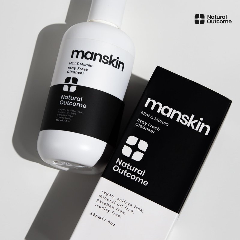 natural outcome Mens Face Wash Cleansing Gel with Mint and Marula Oil - Daily Cleanser Face Wash for Men - Sulfate Free 8 oz