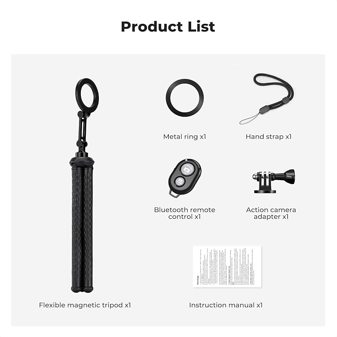 K&F CONCEPT Flexible Tripod, Magnetic Flexible Phone Stand with Wireless Remote, Mini Vlogging Tripod, Compatible with iPhone 17 Pro Max/16/15/14/13/12 All Phones and Actions Camera.