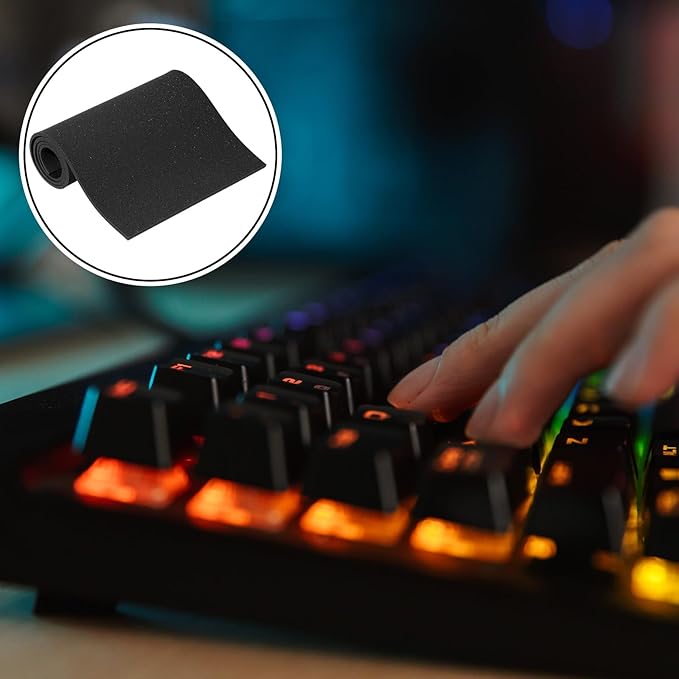 Relaxweex Keyboard Foam for Mechanical Keyboard, Sound Dampening Foam Free Cutting Key Board Mat Foams Black for Key Board Bottom Office Desk Home, 20" x 6"(3mm Thick)