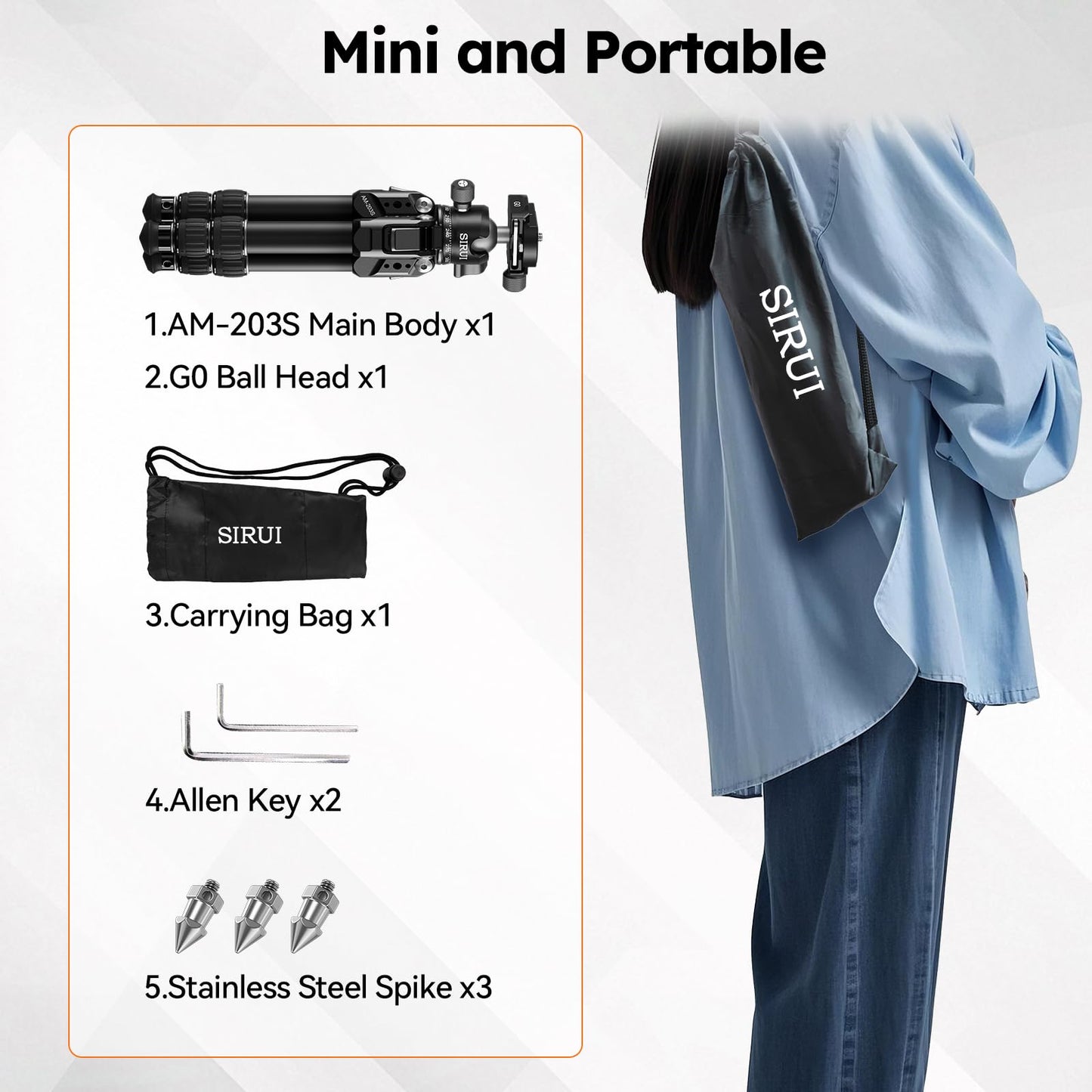 SIRUI Aluminum Alloy Desktop Tripod, 1.9lbs Mini Lightweight Tripod with Low-Profile Ball Head, Compact Design, 33lbs Load, 16.7" Max Height, for DSLR, Mirrorless Camera, Phone, Vlogging