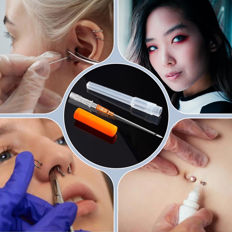 YONGDA Catheter Piercing Needles 50Pcs Mixed Sizes 14G 16G 18G 20G 22G – Hollow Piercing Needles Kit, 316L Stainless Steel for Ear Nose Cartilage Lip Navel Piercing Supplies