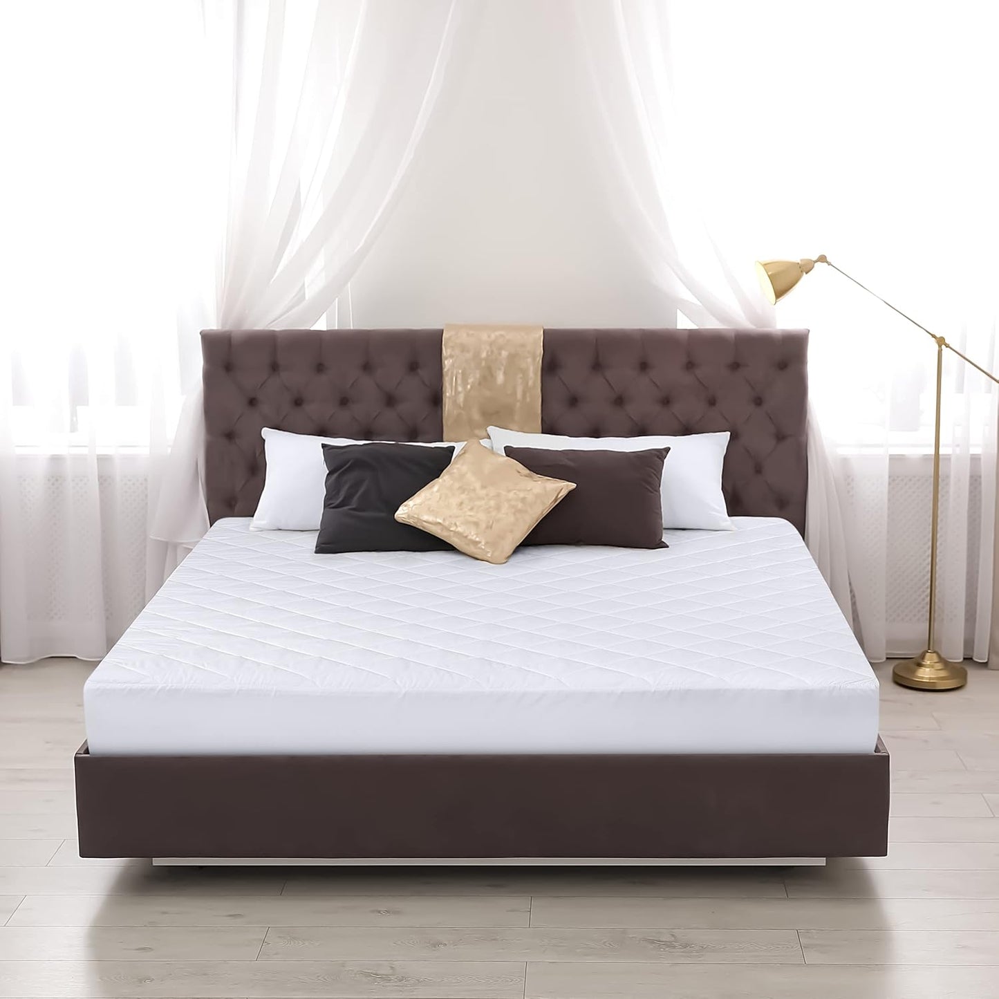 Utopia Bedding Quilted Fitted Mattress Pad - Short Queen Size, Deep Pocket Protector, Machine Washable | White