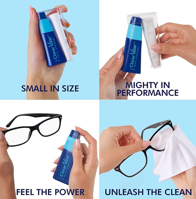 Portable Lens Cleaner Kit – Eyeglass Lens Cleaner Spray Kit with Refillable Spray + Microfiber Cloth, Compact Eye Glass Cleaners Spray, Safe for All Lenses, Travel Size Cleaning Set (6 Pack)