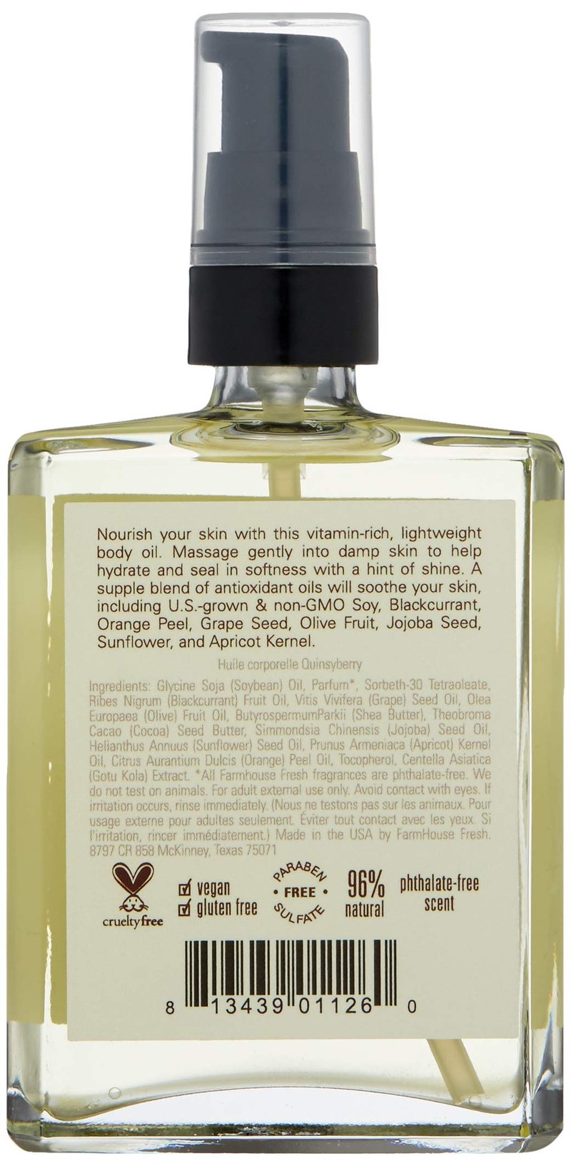 FarmHouse Fresh Quinsyberry Body Oil, 4 Fl Oz