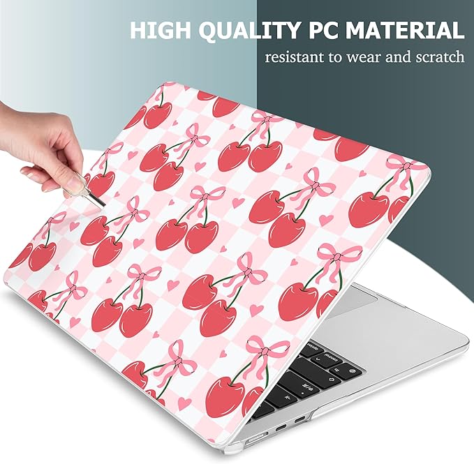 Mektron for 2026 MacBook Air 13-inch M5 Laptop Case A3449 with 13.6-inch Liquid Retina Display Fits 2025 A3240 M4 2024 A3113 M3 2023 A2681 M2 Printed Shell for MacBook Air 13.6", Cherries Bows C353