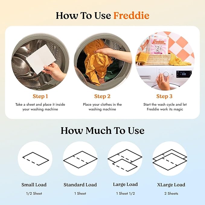 Freddie Low-Waste Laundry Detergent Sheets â Jug Free Format â Pre-Measured Strips â 60 Loads â Unscented for Sensitive Skin