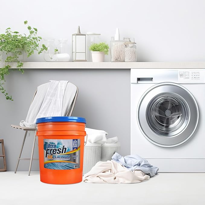 Ultra Fresh 6X Platinum 5 Gallon Laundry Detergent Liquid for All Machine Types with Easy Dispensing Pump, Up to 640 Loads, Original Blue (2 Pack)