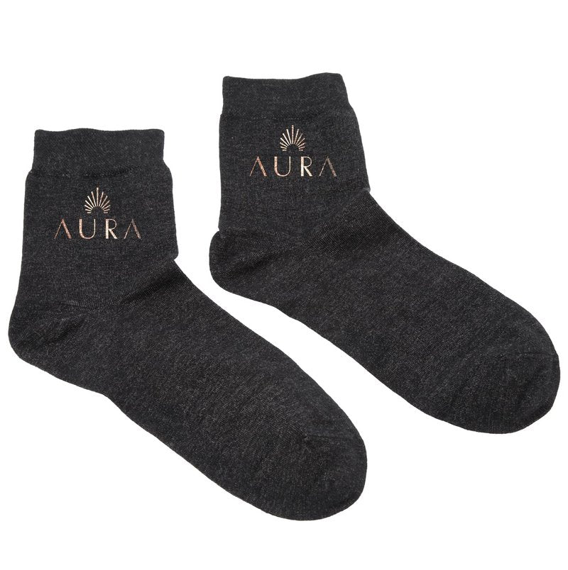 Aura⢠Luxury Grounding Socks for Feet - 25% Pure Silver Grounding Socks for Women & Men - Black, Size Medium