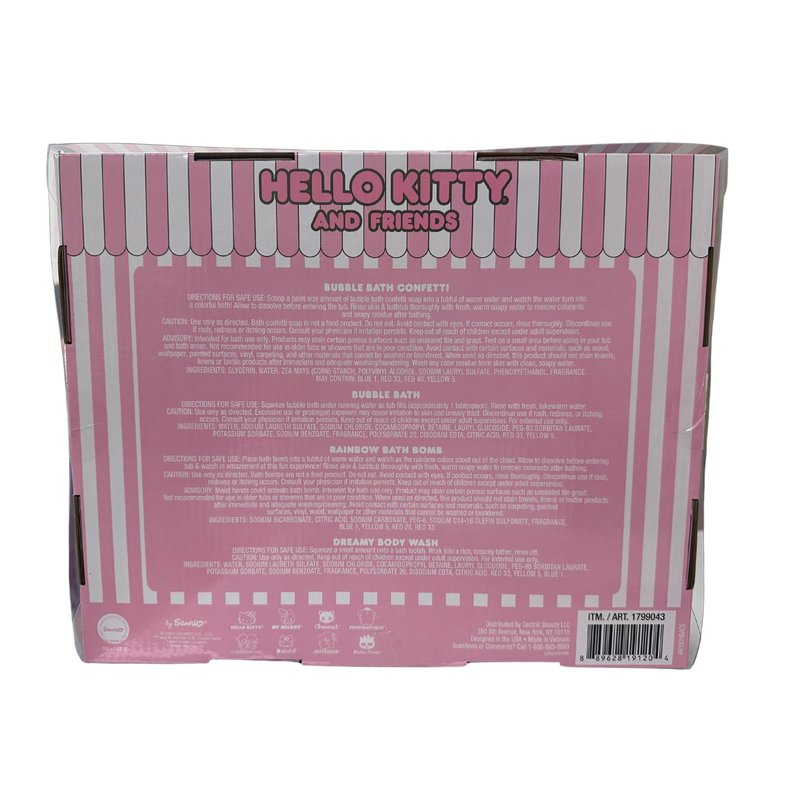 Centric Beauty Hello Kitty and Friends Cozy Time Bath Set, Includes Spa Head Band, Bubble Bath Confetti (30g), Rainbow Bath Bomb, Rainbow Bath Sponge, Dreamy Body Wash (100mL), & Bubble Bath (236mL)