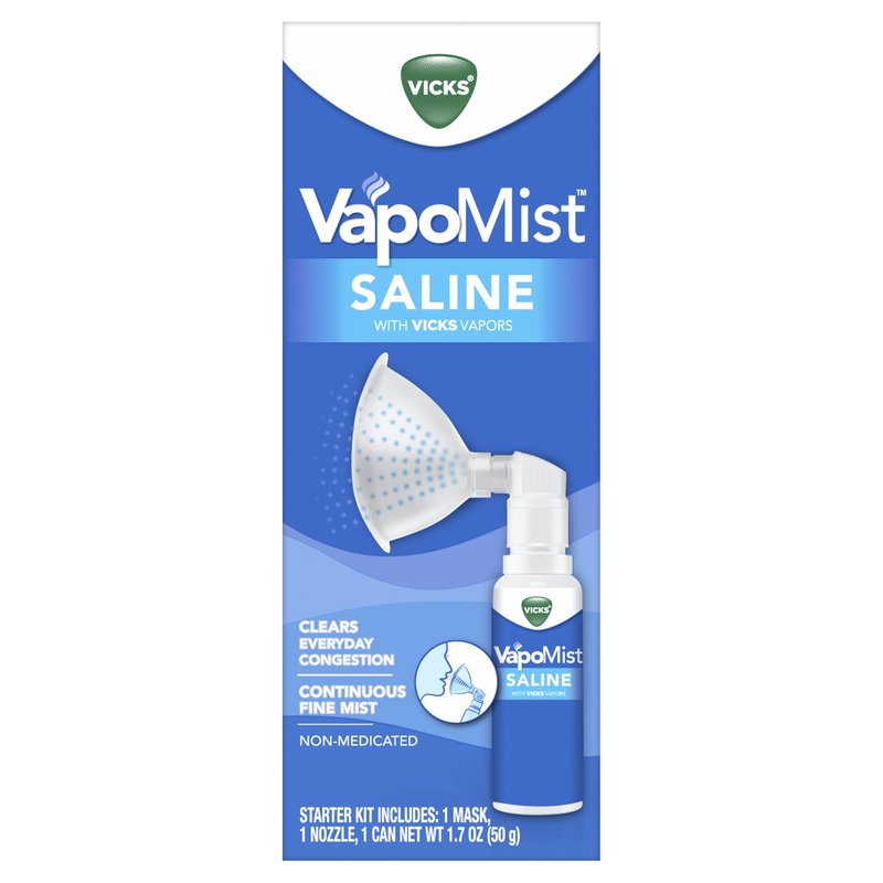 Vicks VapoMist Saline, Gentle Saline Mist with Soothing Vicks Vapors, Non- Medicated, 1.7 oz
