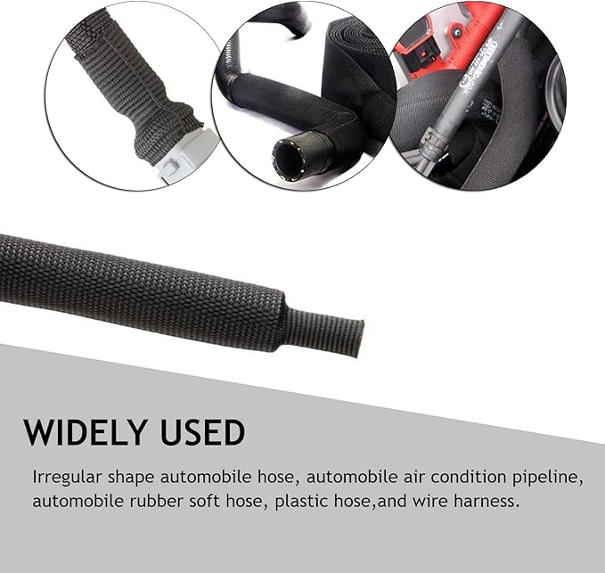 BuyUneed Heat Shrink Fabric Tubing Braided Sleeving 2:1 - Abrasion Protection Flexibility Wiring Harness Cable Sheath (3/8" ID, 30ft)
