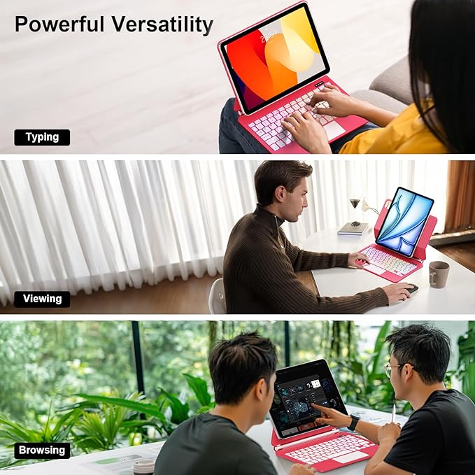 GGQFGTOJ Keyboard Case for iPad Air 13 inch (M3 2025/M2, 2024),iPad Pro 12.9 inch (3/4/5/6th Gen),Magic-Style Magnetic – Floating Cantilever Stand – Backlit Keyboard Case with Multi-Touch Trackpad