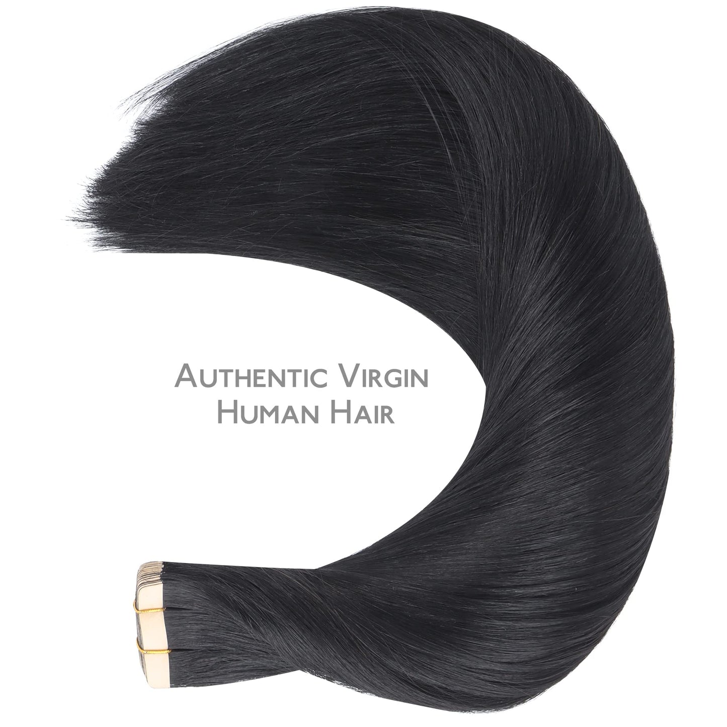 WENNALIFE Tape in Hair Extensions Human Hair, 20pcs 50g 20 inch Jet Black Remy Hair Extensions Straight Human Hair Tape in Extensions Skin Weft Tape Extensions Human Hair