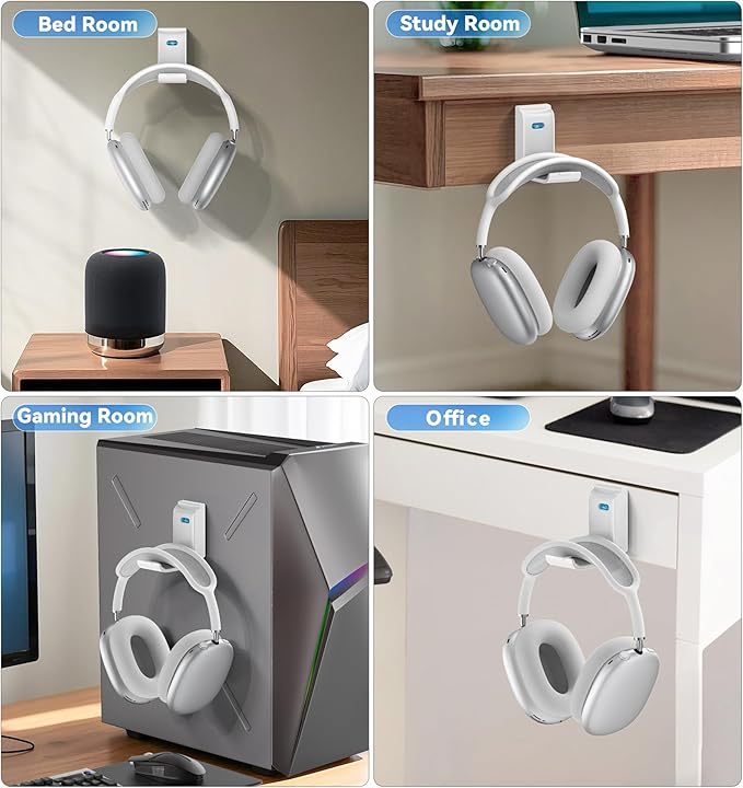 Headphone Stand Wall Mount, Gaming Headset Wall Shelf & Desk Holder, Hook Hanger, for Office / PS5/ XBOX/ PS4 Headset, Must Have Video Game Accessories, Essentials & Gift for Boys & Girls- 2 Pack