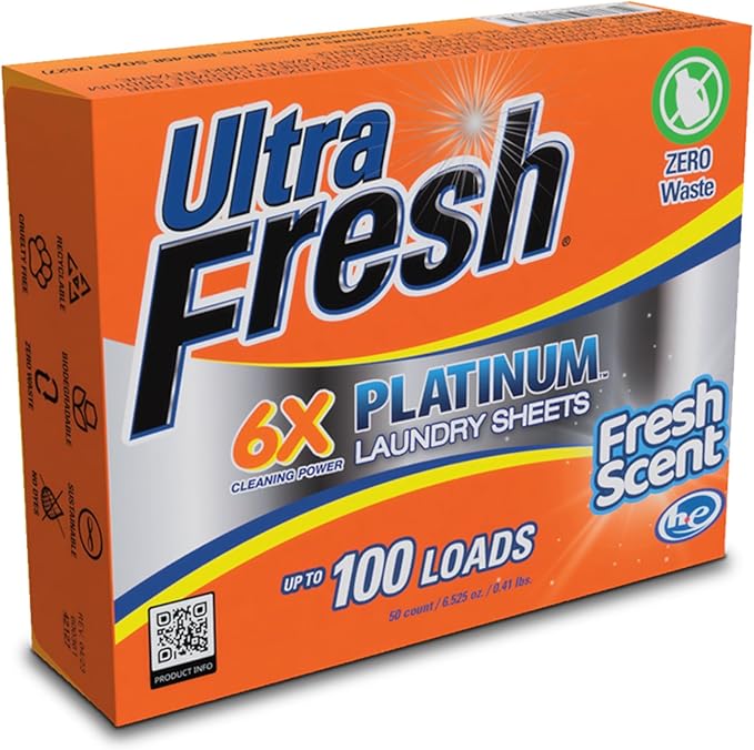 Ultra Fresh Platinum 2 Pack Laundry Soap Detergent Sheets, Ultra Concentrated, Stain Fighting, Fresh Scent, 200 Loads