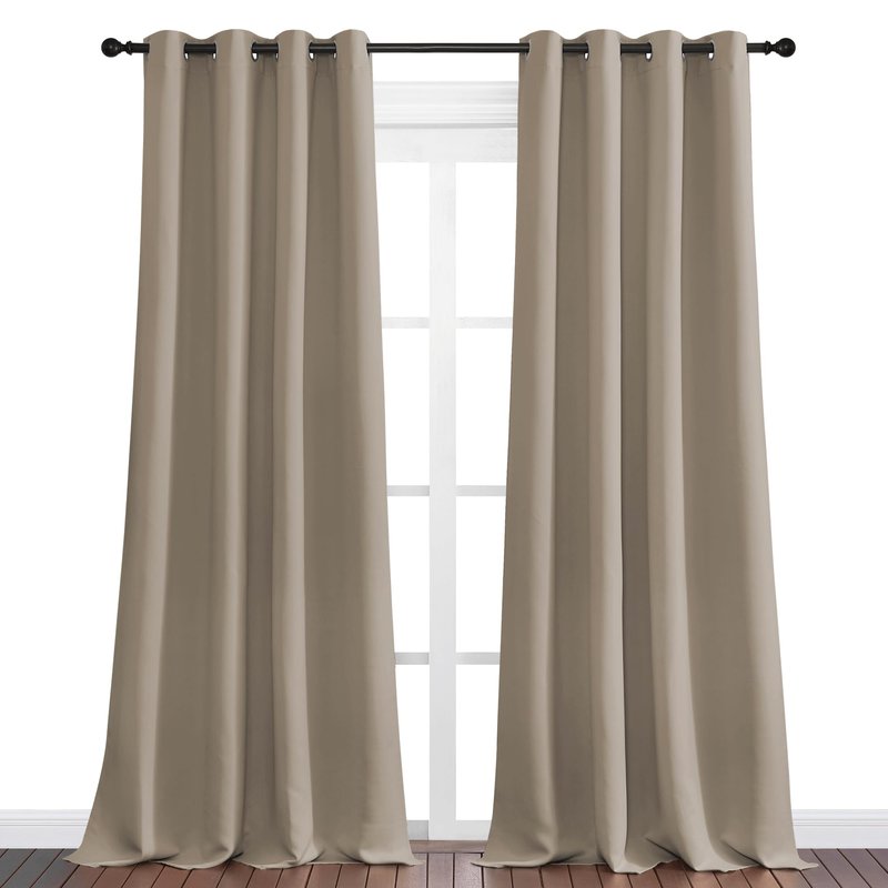 NICETOWN Taupe Blackout Curtains 96" Long for Office, 55" Wide, 2 Pieces, Dining Room, Guest Room, Sound Reducing Heat and Cold Block Curtain Panels for Modern Room Decorative
