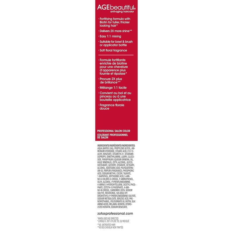 AGE Beautiful Permanent Hair Color Cream - 100% Gray Coverage, Anti-Aging Biotin Formula for Thicker, Fuller Hair | Professional Salon Quality