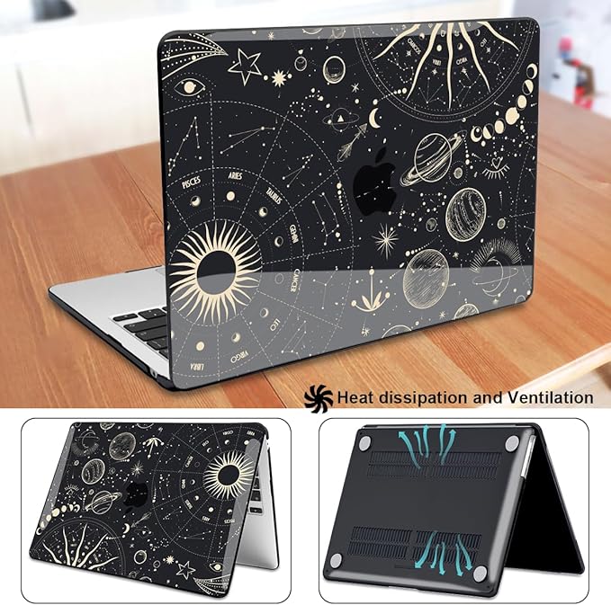 LCMOCICO for MacBook Air 13 inch Case M5 M4 M3 M2 Chip 2026 2025-2022 Release A3449 A3240 A3113 A2681, Scratch Resistant Hard Shell Protective Laptop Cover for Mabook Air 13.6 M5 2026, Constellation