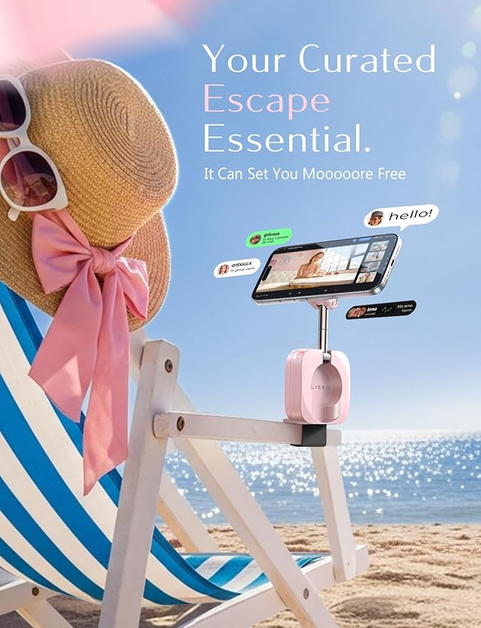 LISEN Airplane Travel Essentials for Women Men Phone Holder for Desk MagSafe Phone Travel Size Accessories Airplane Gadgets Pink Office Desk Decor Accessories for Women Room Decor Organizer,Pink