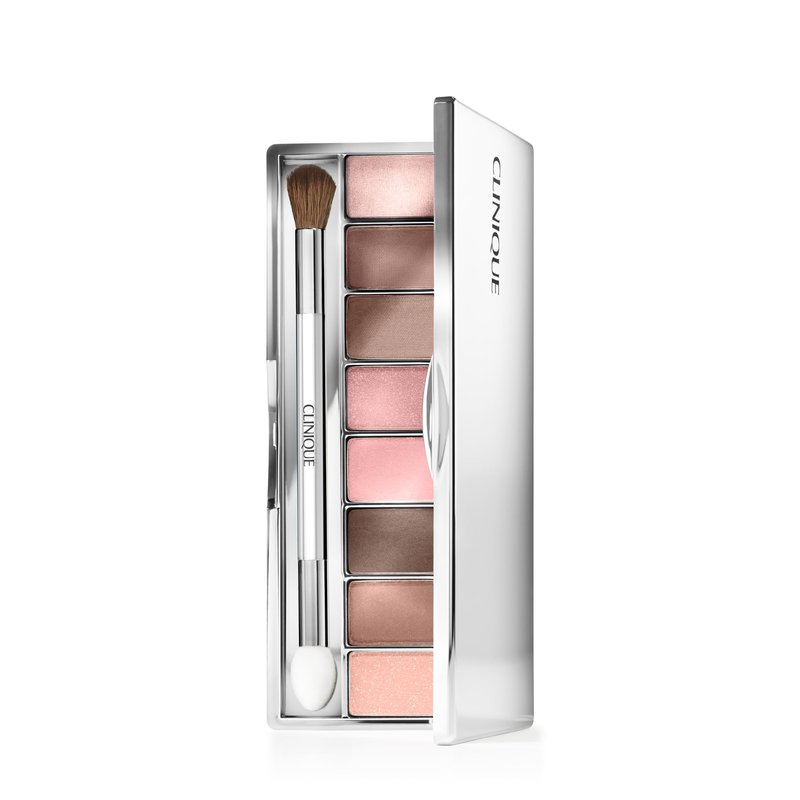 Clinique All About Shadow Eyeshadow Palette Makeup, 8 Silky + Buildable Shades | Safe For Sensitive Eyes, A Pink Honey Affair, 0.41 Ounce