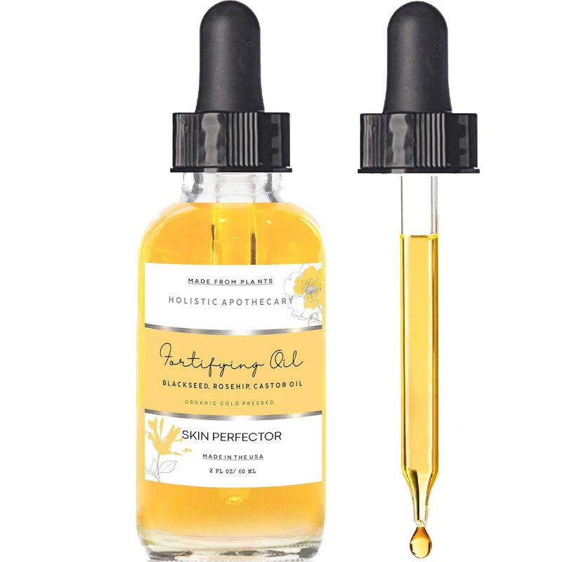 Organic Cold Pressed Face Oil - Black Seed, Rosehip & Castor Oil | Anti-Aging Hydrating Serum for Dry Skin (2 FL OZ)
