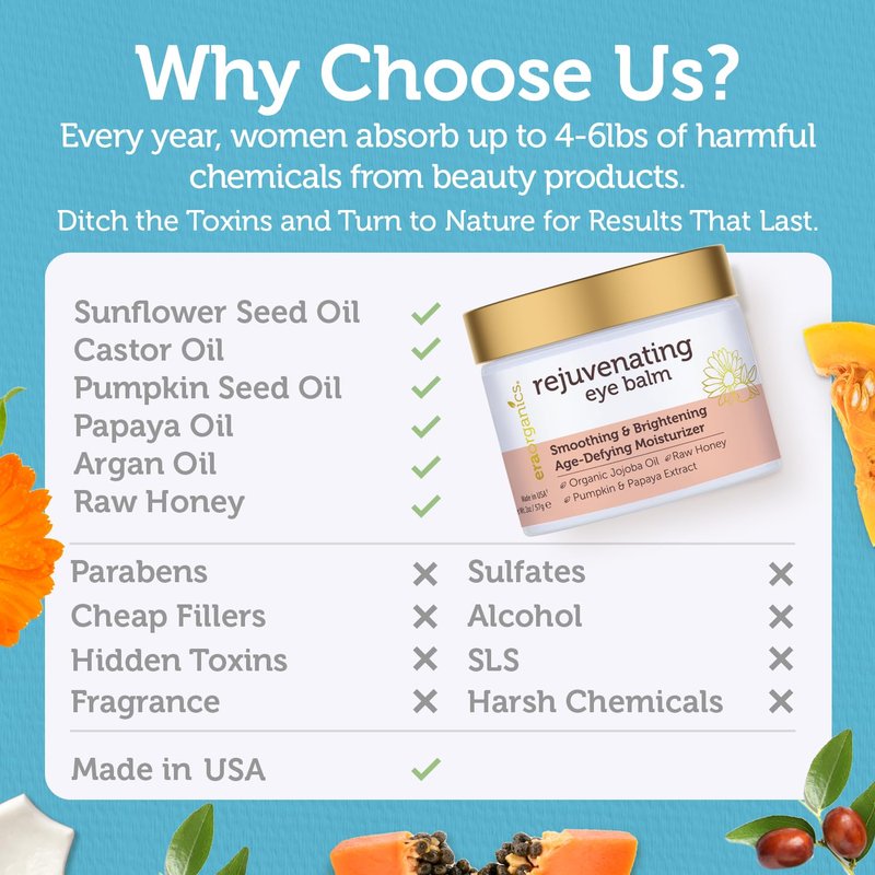 Vitamin C Face Cream & Organic Eye Balm | Nourishing Anti-Aging Formula for Fine Lines & Puffiness - Made in USA, Safe for Sensitive Skin