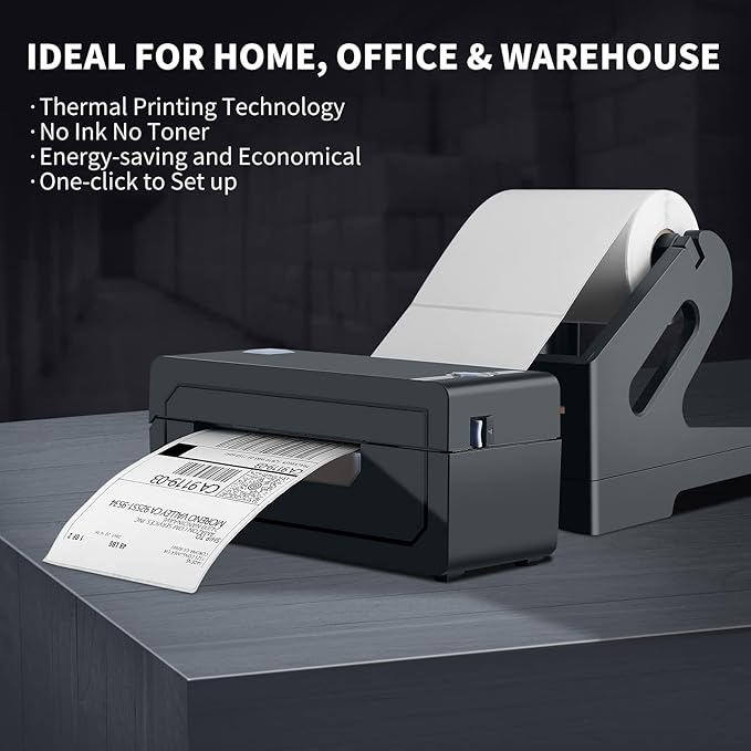 JADENS Bluetooth Thermal Shipping Label Printer – Wireless 4x6 Shipping Label Printer, Compatible with Android, iPhone, Windows & Mac, Widely Used for, Amazon, Shopify, Etsy, USPS(Blue)