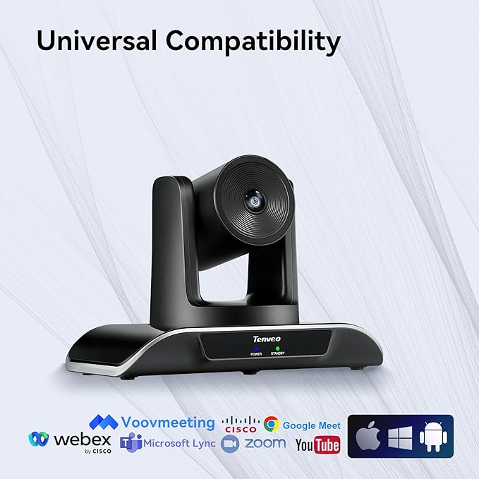 Tenveo 3X Optical Zoom PTZ Conference Room Camera, USB3.0/HDMI FHD 1080P 60FPS, for Video Conferencing Business Meeting Live Streaming Church Services Worship Events Education Zoom Teams OBS