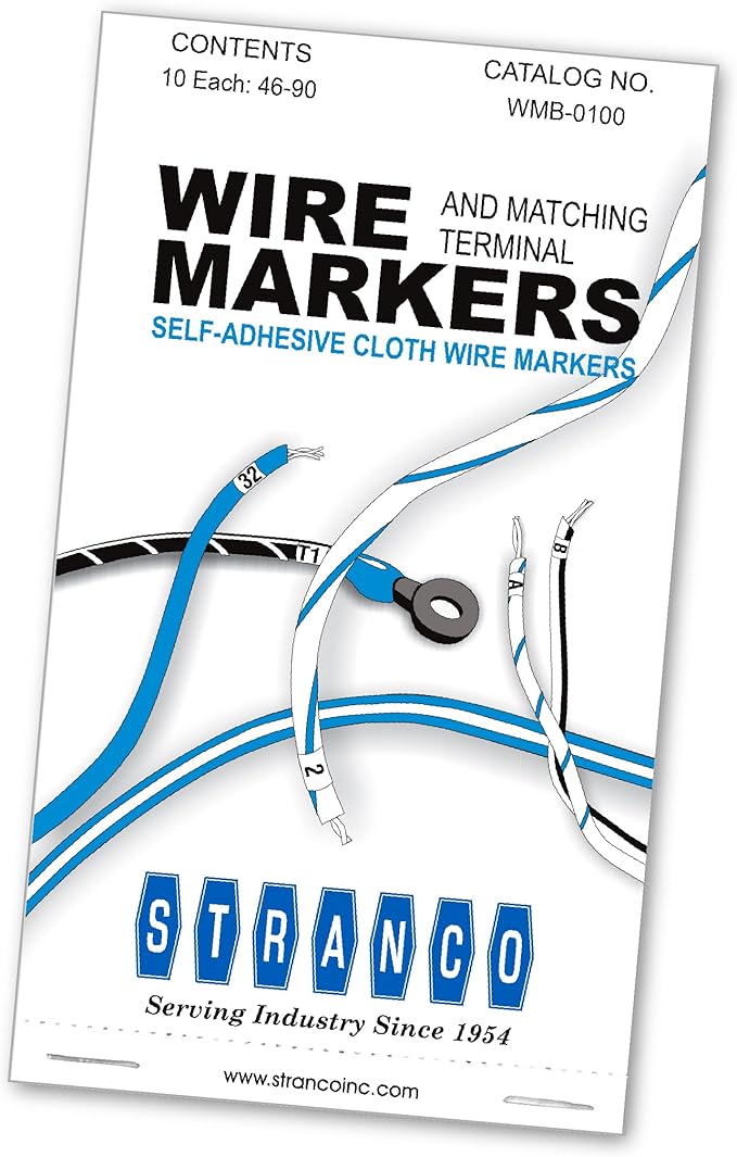Premium Wire Marker Book Numbered 46-49 for Cable Management, Vinyl-Coated, High-Tack Adhesive, Electric Panel Wire Labels 10 Pages/Book