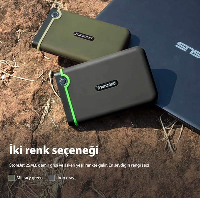Transcend StoreJet 2TB Rugged External Hard Drive, USB3.1(5Gbps) Portable HDD w/One Touch Auto-Backup Button/Anti-Shock Resistant/Compact&Lightweight/Lightning-Fast Speeds, Military Green(TS2TSJ25M3G)
