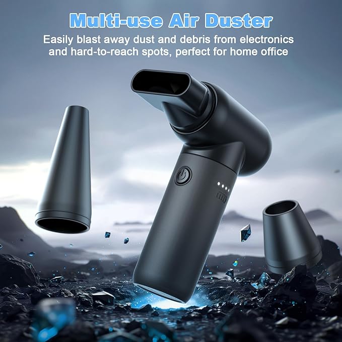Ekmoey Electric Air Duster, 110,000 RPM 3 Gear Adjustable Cordless Air Blower, 6000mAh Rechargeable Battery,Portable Dust Cleaner for Computer, Home & Outdoor,Replaces Compressed Air Cans