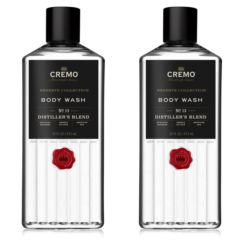 Cremo Rich-Lathering Distillerâs Blend (Reserve Collection) Body Wash, An Elevated Blend with Notes of Kentucky Bourbon, Smoked Vetiver and American Oak, 16 Fl Oz (Pack of 2)