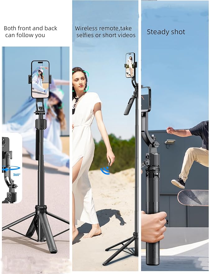 SESDOS Auto Face Tracking Tripod 360° Rotation with Stand,Smart Gesture Control Travel Selfie Stick for Content Creator Tiktok YouTube Vlog Video Live Streaming
