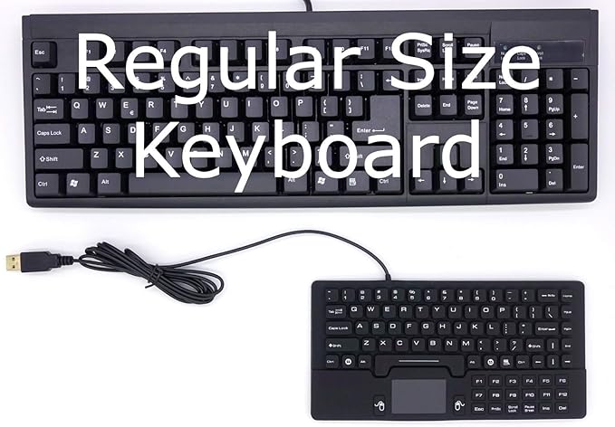DSI IKB89 Industrial Ultra-Compact IP68 Waterproof Keyboard with Integrated Front Touchpad and Numeric Keypad, Disinfectable USB Keyboard for Medical and Industrial Workstations