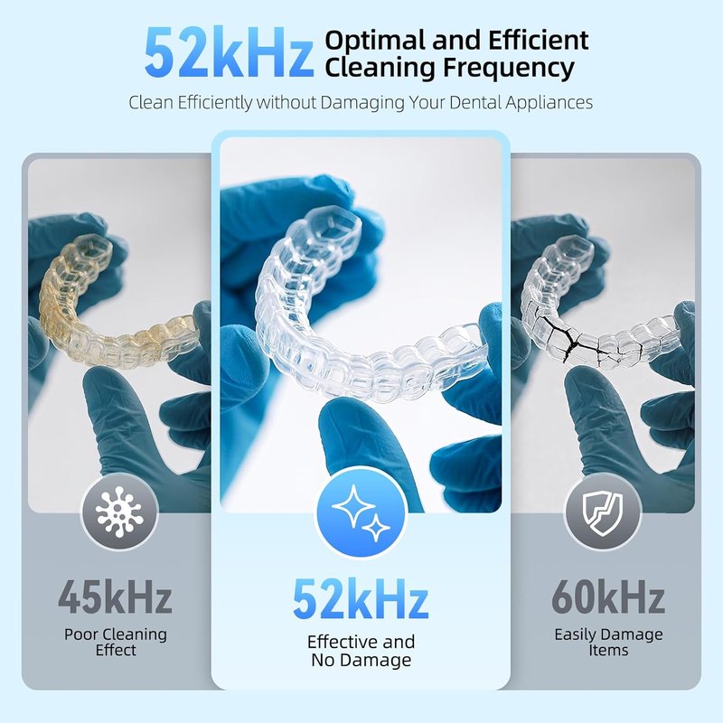 Ultrasonic Retainer Cleaner - 52kHz Denture & Jewelry Cleaner | 250ML Capacity, Black