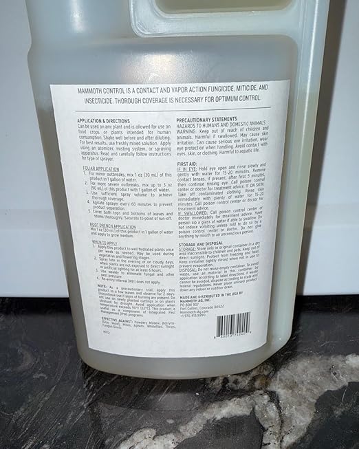 Mammoth Control - Concentrated Miticide, Fungicide and Insecticide - Made with Thyme Oil (1000 ml)