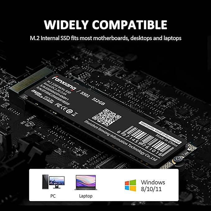 fanxiang S501 512GB NVMe SSD 3D NAND1.3 PCIe Gen3x4 M.2 2280 Internal Solid State Drive (Read/Write Speed up to 2,150/1,600 MB/s) Compatible with Laptop & PC Desktop