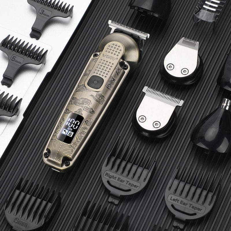 VGR 095 Beard Trimmer for Men, 7 in 1 Waterproof Cordless Hair Clippers and Trimmers Set, Electric Razor Shavers T-Blade Hair Trimmer Grooming Kit for Nose Body Ear Face Mustache, V-103